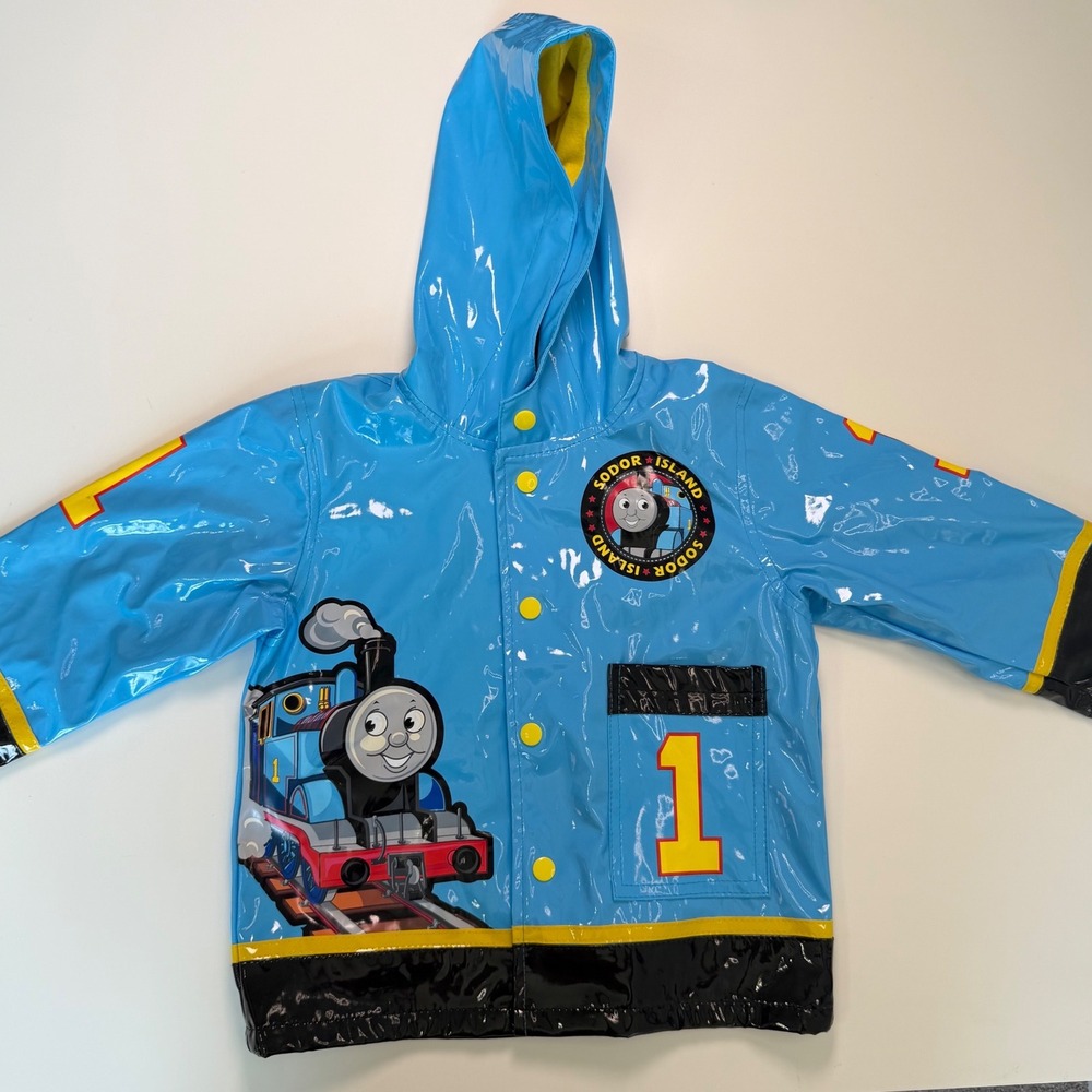 Western Chief Thomas the Tank Engine Rain Jacket Blue Hooded Slicker 3T